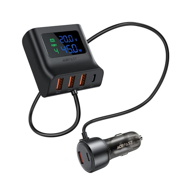 Acefast B11 138W USB-A USB-C biloplader med 6 porte - sort Black