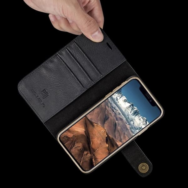 DG.MING iPhone X/XS Plånboksfodral Äkta läder med - Svart