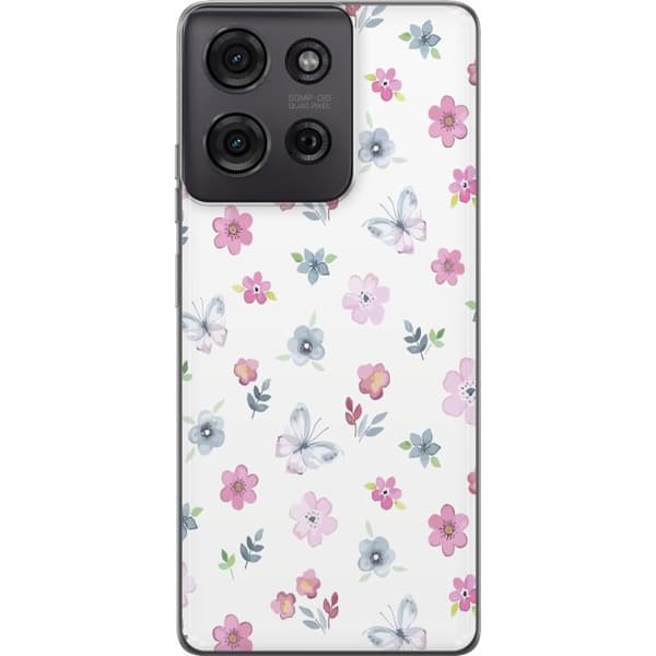Mobiletui til Motorola Moto G75 med blomster og sommerfugle