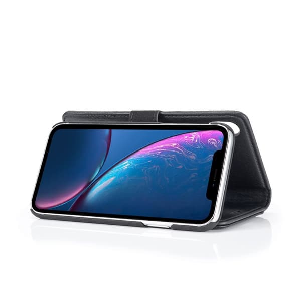 DG.MING iPhone XR Plånboksfodral i Äkta lädermed Ställfunktion - Svart