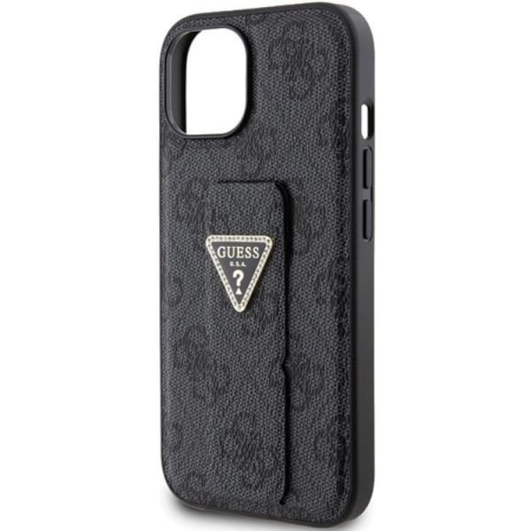 Guess iPhone 15 Mobilskal Grip Stand Triangle Strass - Svart Svart