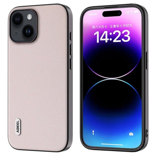 ABEEL Mobilskal till iPhone 15 Glitter PU Läder TPU Anti-Scratch Vit