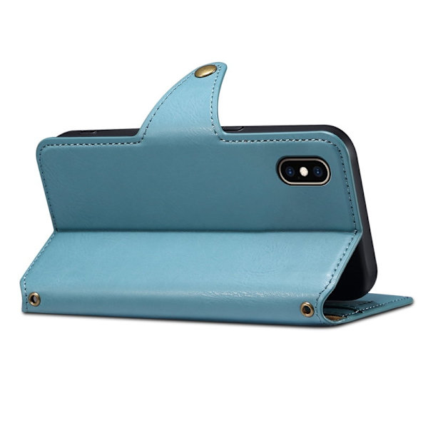 DENIOR iPhone XS Max Plånboksfodral Konstläder Skydd - Blå