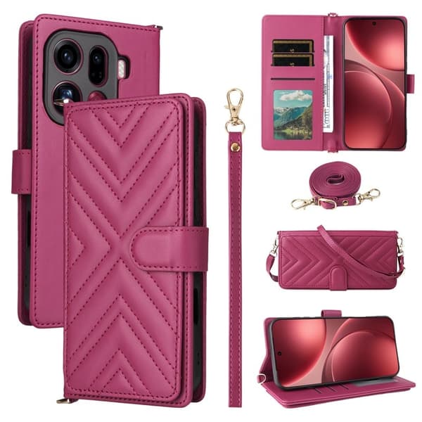 Oppo Find X9 Pro 5G Ställ Plånboksfodral Konstläder - Rosa