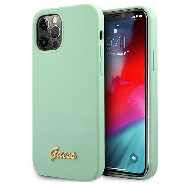 Guess Cover iPhone 12 & 12 Pro Metal Logo Script - Grøn Green