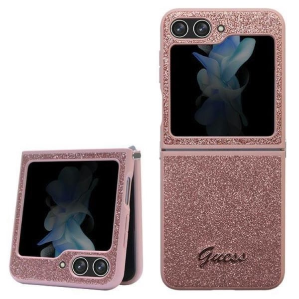 Guess Galaxy Z Flip 5 Mobile Cover Glitter Script - vaaleanpunainen