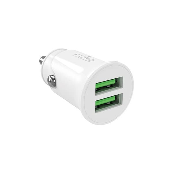 Puro Billaddare 10W 2x USB-A Pro Lite - Vit