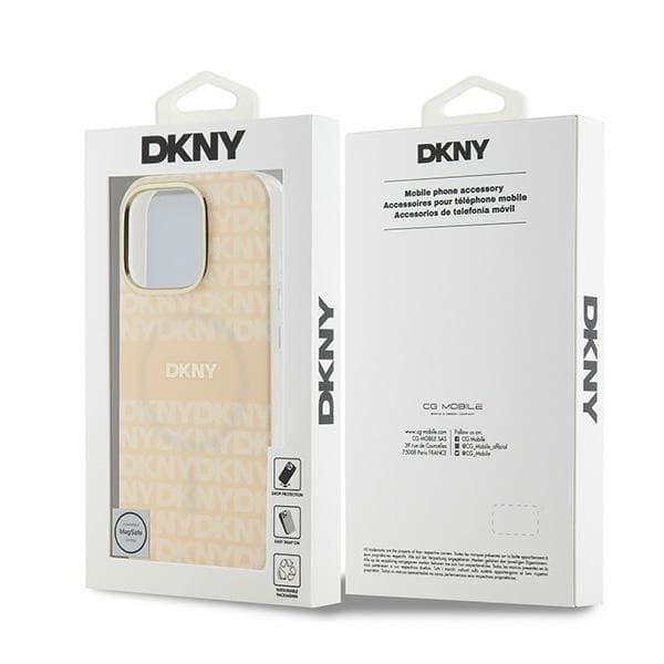 DKNY telefontaske til iPhone 16 Pro Max MagSafe Repeat Texture Stripe - Pink Rosa