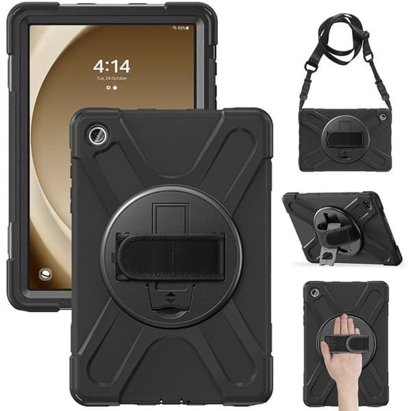 Mobilskal till Galaxy Tab A9 Plus Kickstand Handrem Med Axelrem Svart