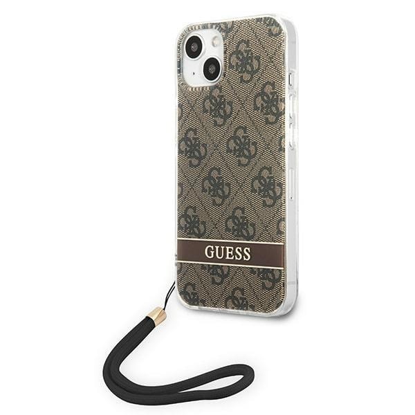 GUESS iPhone 14 Plus Skal Print Strap - Brun