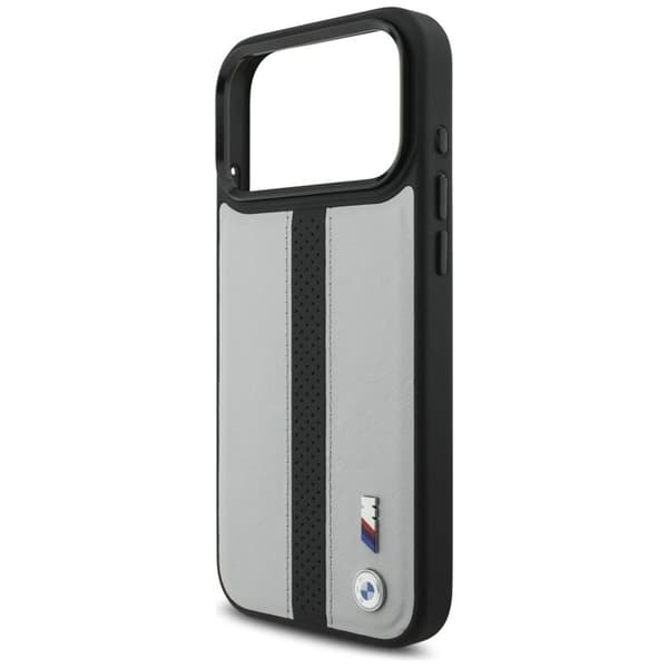 BMW telefontaske til iPhone 17 Pro Max MagSafe M perforeret stribe logo - grå Grå