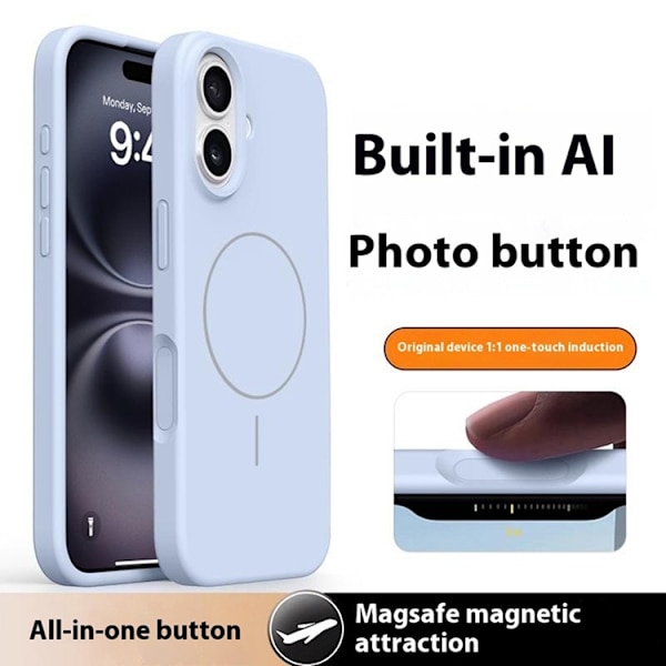 Mobilskal till iPhone 16 MagSafe Liquid Silikon Microfiber Lining - Blå Blå