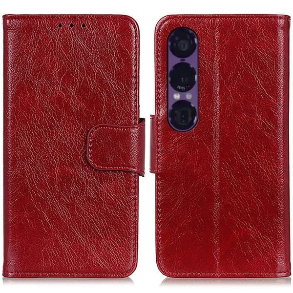 Sony Xperia 1 VII Plånboksfodral Äkta Läder - Röd Röd