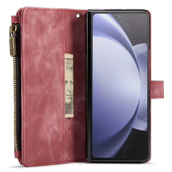 CASEME Galaxy Z Fold 5 lompakkokotelo C30 vetoketju - punainen