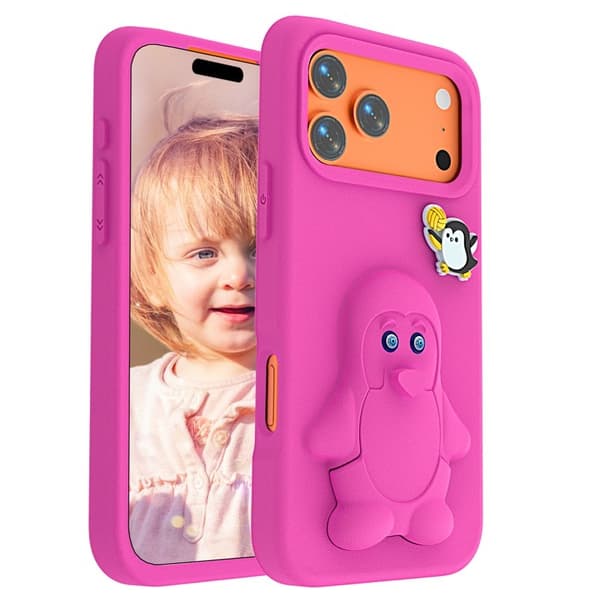 Penguin Mobilskal till iPhone 17 Pro Kickstand Stöttålig EVA - Rosa
