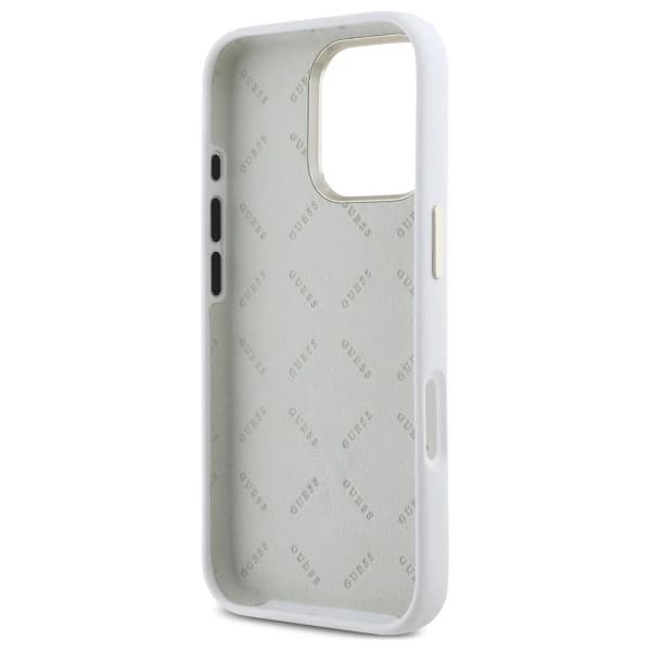 Guess Mobilskal till iPhone 16 Pro Silikon Logo Strass 4G - Vit Vit