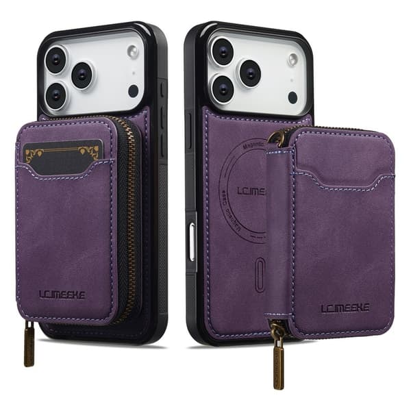 LC.IMEEKE L6 iPhone 17 Pro Plånboksfodral Konstläder - Lila
