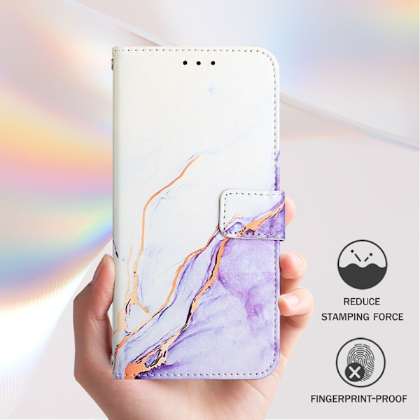iPhone 17 Pro Max Plånboksfodral Marble Pattern LS006 - Vit/Lila Lila