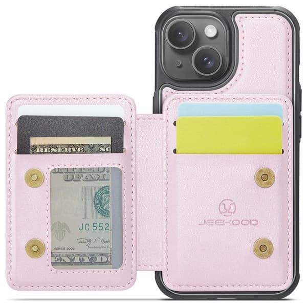 JEEHOOD J05 Mobilskal till iPhone 13 Läder Mobil- Rosa
