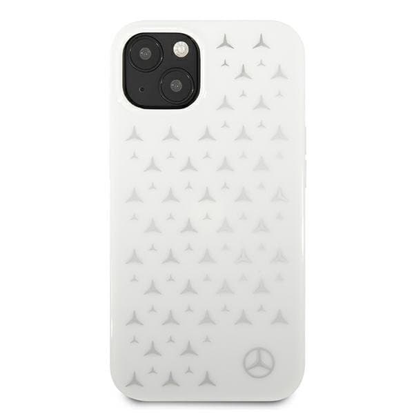 Mercedes Silver Stars Pattern Cover iPhone 13 - Hvid Silver