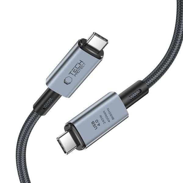 Tech-Protect USB-C till USB-C kabel Ultraboost 40GBPS PD 240W 2m Grå