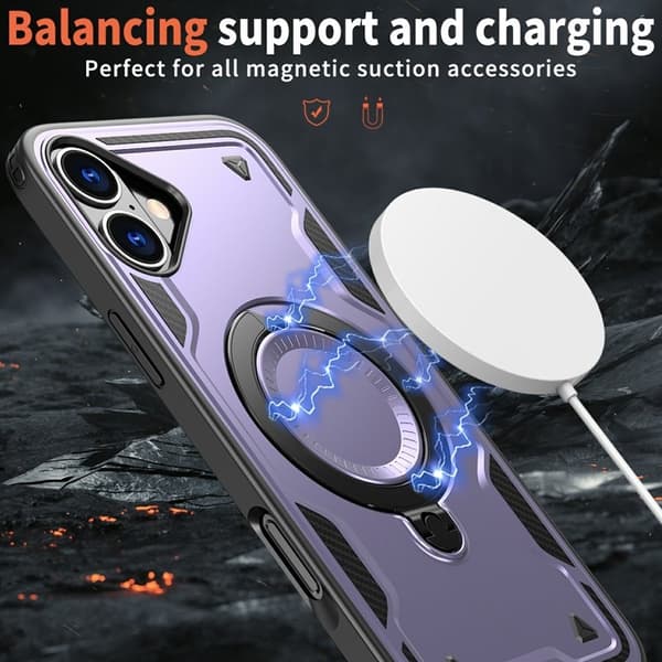 Mobilskal till iPhone 16 Militärskydd Plast Kickstand - Lila
