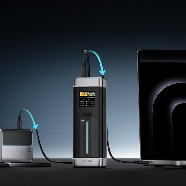 Cuktech Powerbank 25000mAh 210W 2xUSB-C 1xUSB-A - Sort Svart
