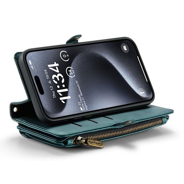 CASEME Plånboksfodral Konstläder för iPhone 15 Pro Max - Grön