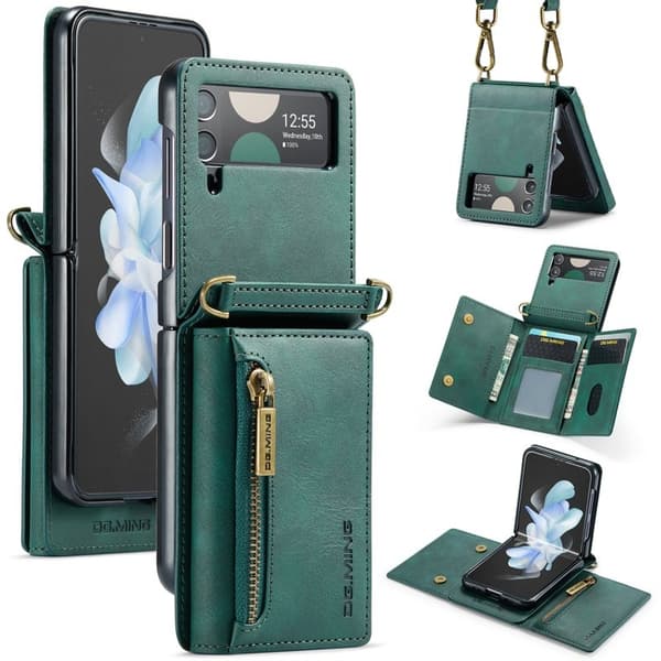 DG.MING Samsung Galaxy Z Flip3 Plånboksfodral RFID-Skydd Grön