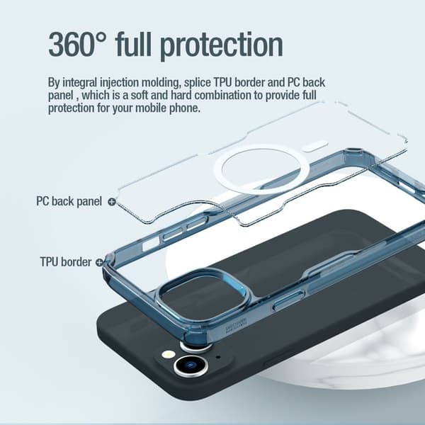 NILLKIN Nature Pro Series Mobilskal för iPhone 15 Plus MagSafe Blå