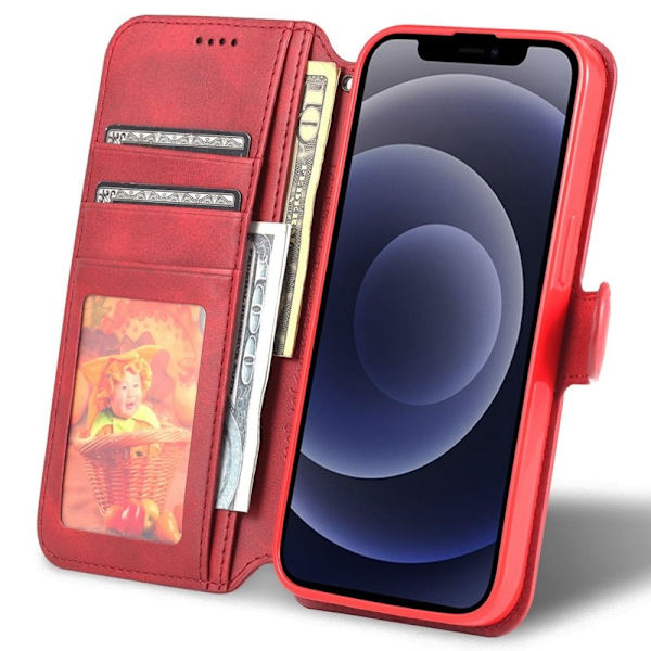 AZNS iPhone 14 Plånboksfodral Konstläder - Röd