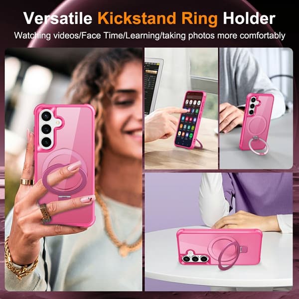 Mobilskal för Samsung Galaxy S26 Plus Magnetiskt Ringhållare TPU + PC - Rosa