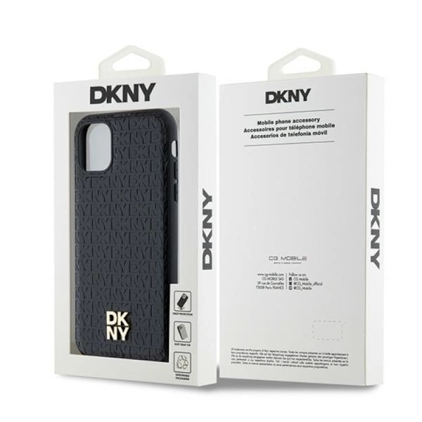 DKNY iPhone 11/XR Mobilskal Magsafe Läder Pattern Metal Logo Svart