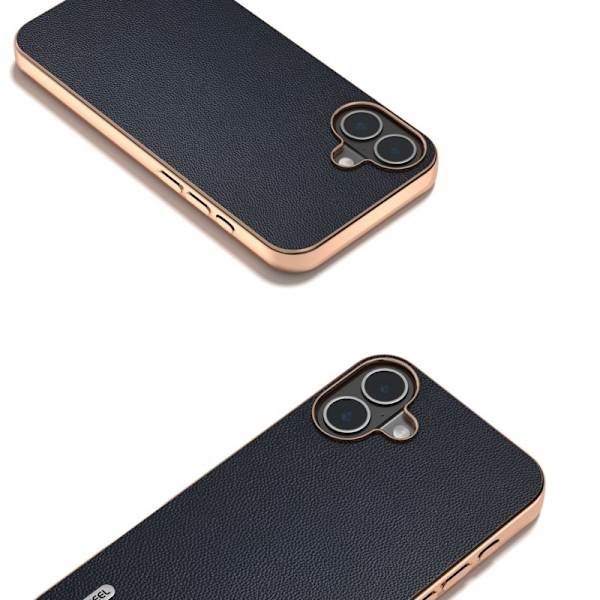 ABEEL Mobilskal till iPhone 16 Plus Electropläterad Äkta Läder Blå