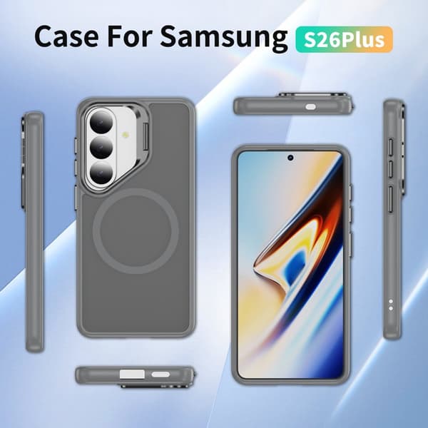 Mobilskal för Samsung Galaxy S26 Plus Magnetiskt Kickstand PC + TPU - Grå