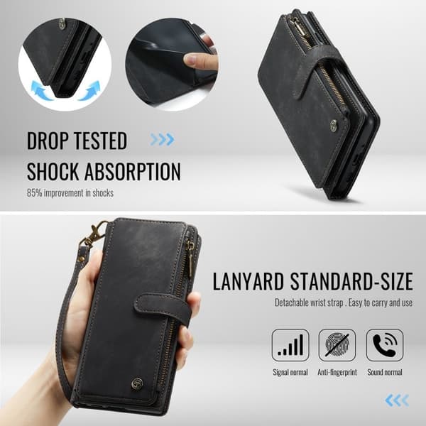 CASEME Konstläder Plånboksfodral för Google Pixel 10 Pro/10/9 Pro/9 - Svart