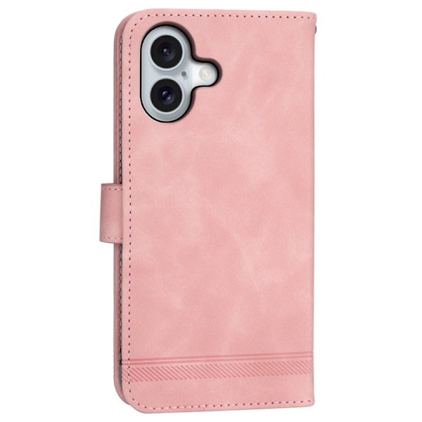 DIERFENG DF-03 Plånboksfodral för iPhone 16 - Konstläder - Rosa