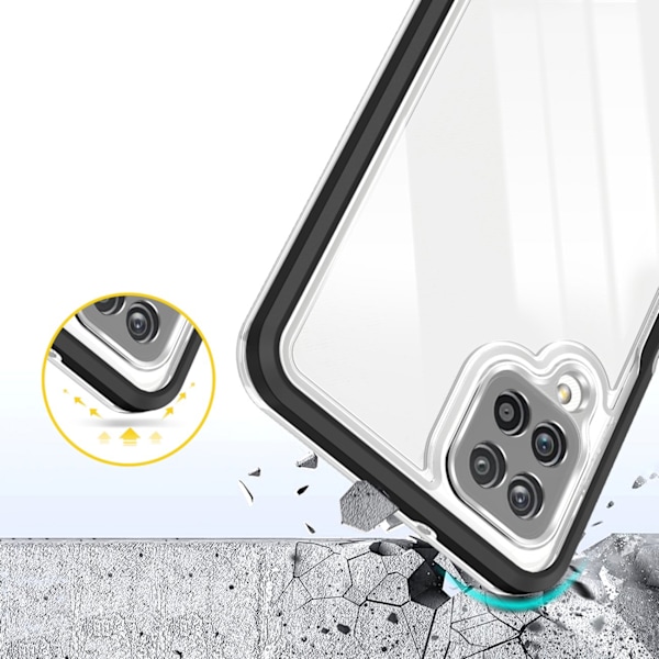 Galaxy A22 4G Skal Clear 3in1 - Sort Black