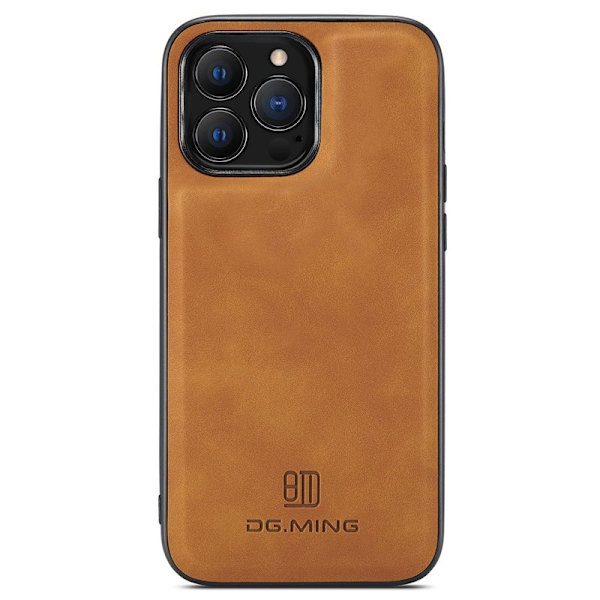 DG.MING iPhone 15 Pro Konstläder Plånboksfodral Magnetiskt - Brun