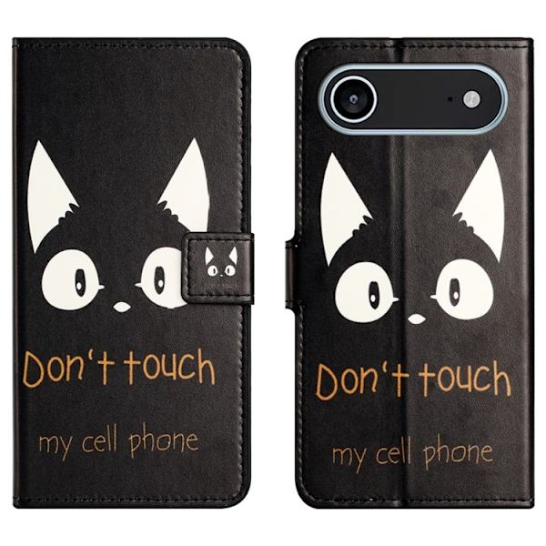 iPhone Air Konstläder Plånboksfodral Pattern Print - Kattöron Svart