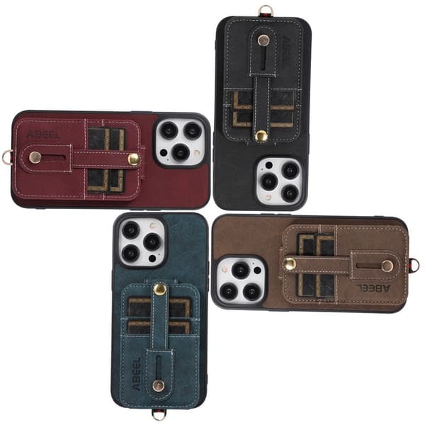 ABEEL Style 02 Kickstand Mobilskal för iPhone 15 Pro Max - Purplish Röd