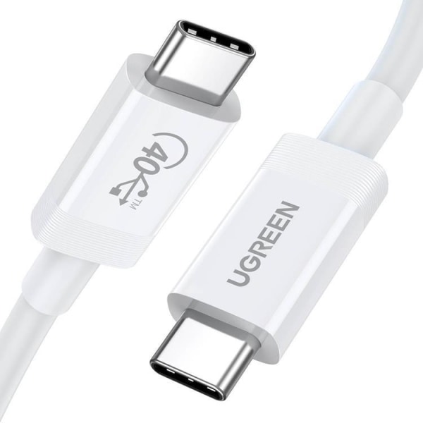 Ugreen PD USB-C - USB-C 100 W kaapeli 0,8 m - valkoinen