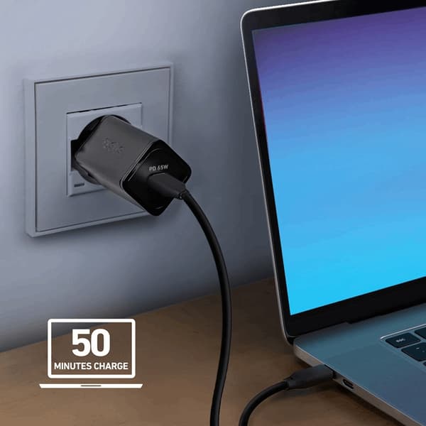 SBS Hurtigoplader 65W GaN Strømforsyning - Sort Svart