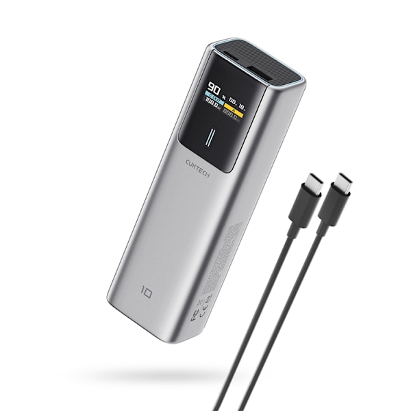 Cuktech Powerbank 10000 mAh 150W USB-C USB-A - Grå Grå