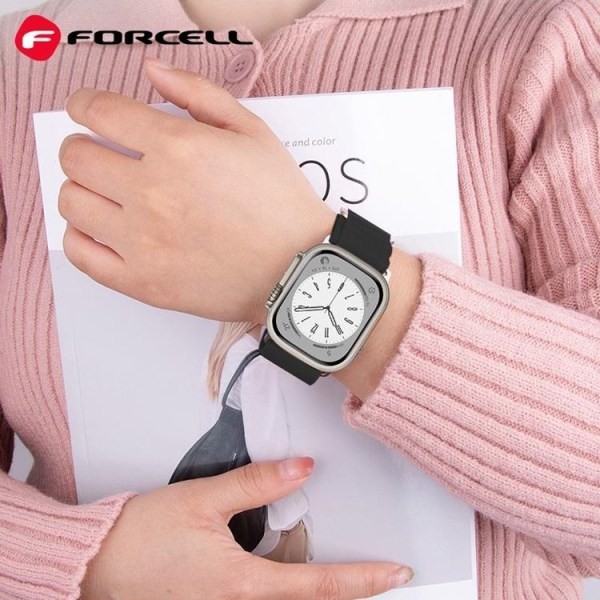 Forcell Apple Watch (42/44/45/49mm) Armband F-Design - Svart