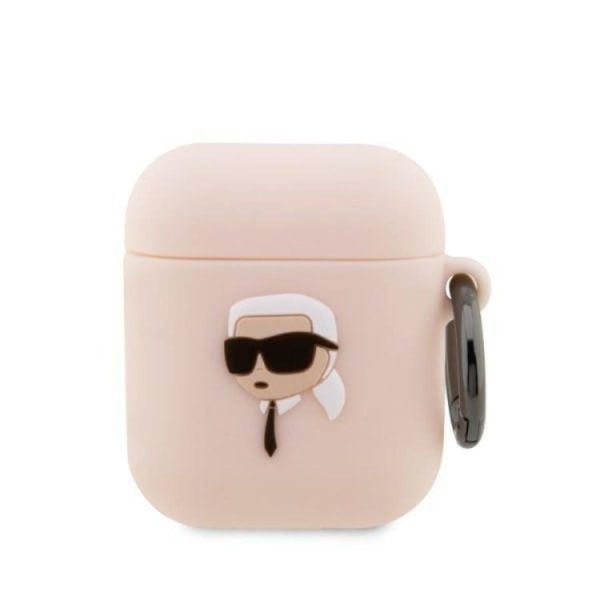 Karl Lagerfeld AirPods 1/2 Shell Silicone Karl Head 3D - vaaleanpunainen
