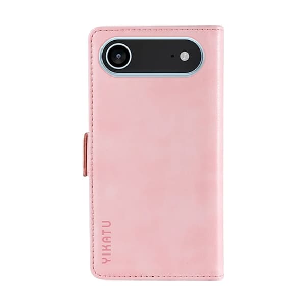 YIKATU iPhone 17 Air Konstläder Plånboksfodral Litchi Texture - Rosa Rosa