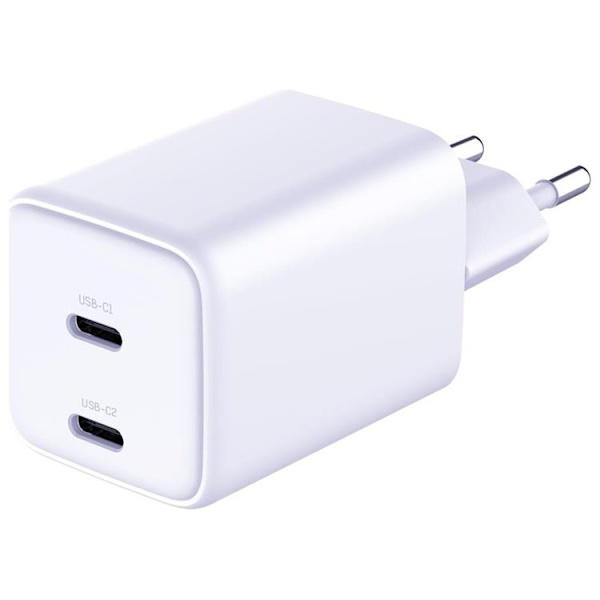 3MK Snabbladdare 45W 2xUSB-C QC4+ PPS 2C Super Fast - Vit Vit