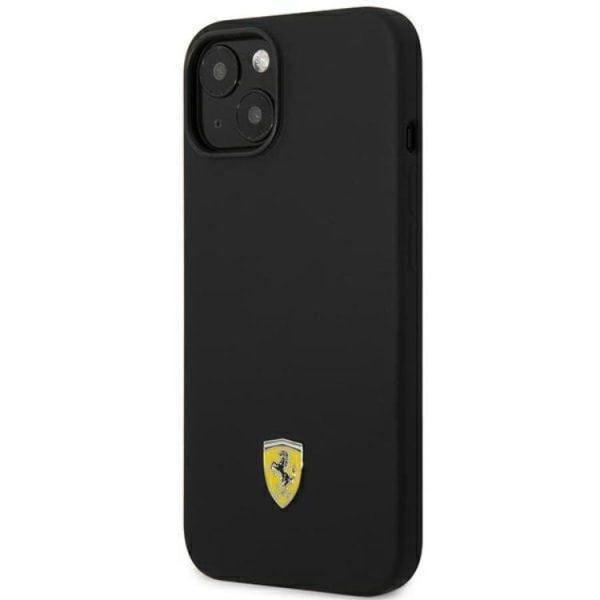 Ferrari iPhone 14 Skal Silikon Metal Logo - Sort