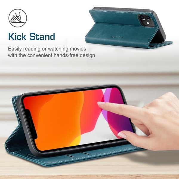 CASEME 013 Stand Konstläder Plånboksfodral för iPhone 12 mini - Grön